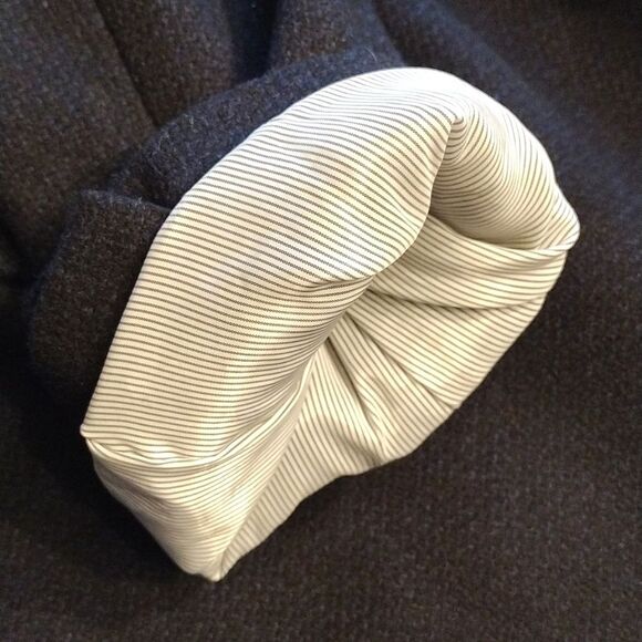 JOS A BANK RESERVE TOPCOAT, Size 38 Short, Navy Blue w/ Brown Trim NWOT - Picture 15 of 16